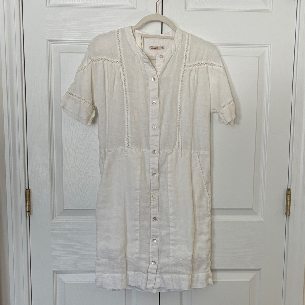 Faherty Prado White Button-Up Dress XS